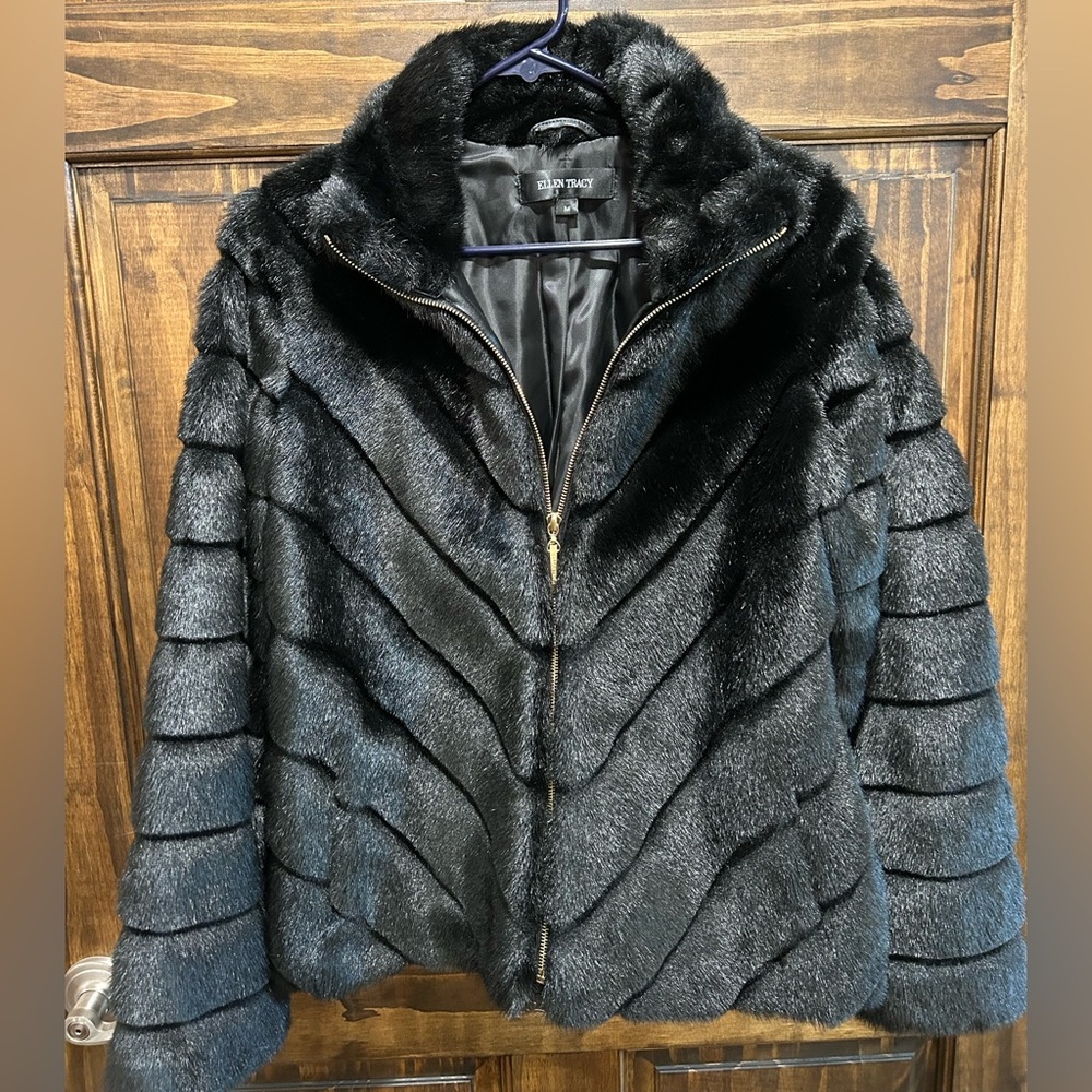 New; Woman’s Black Fur Coat; Medium